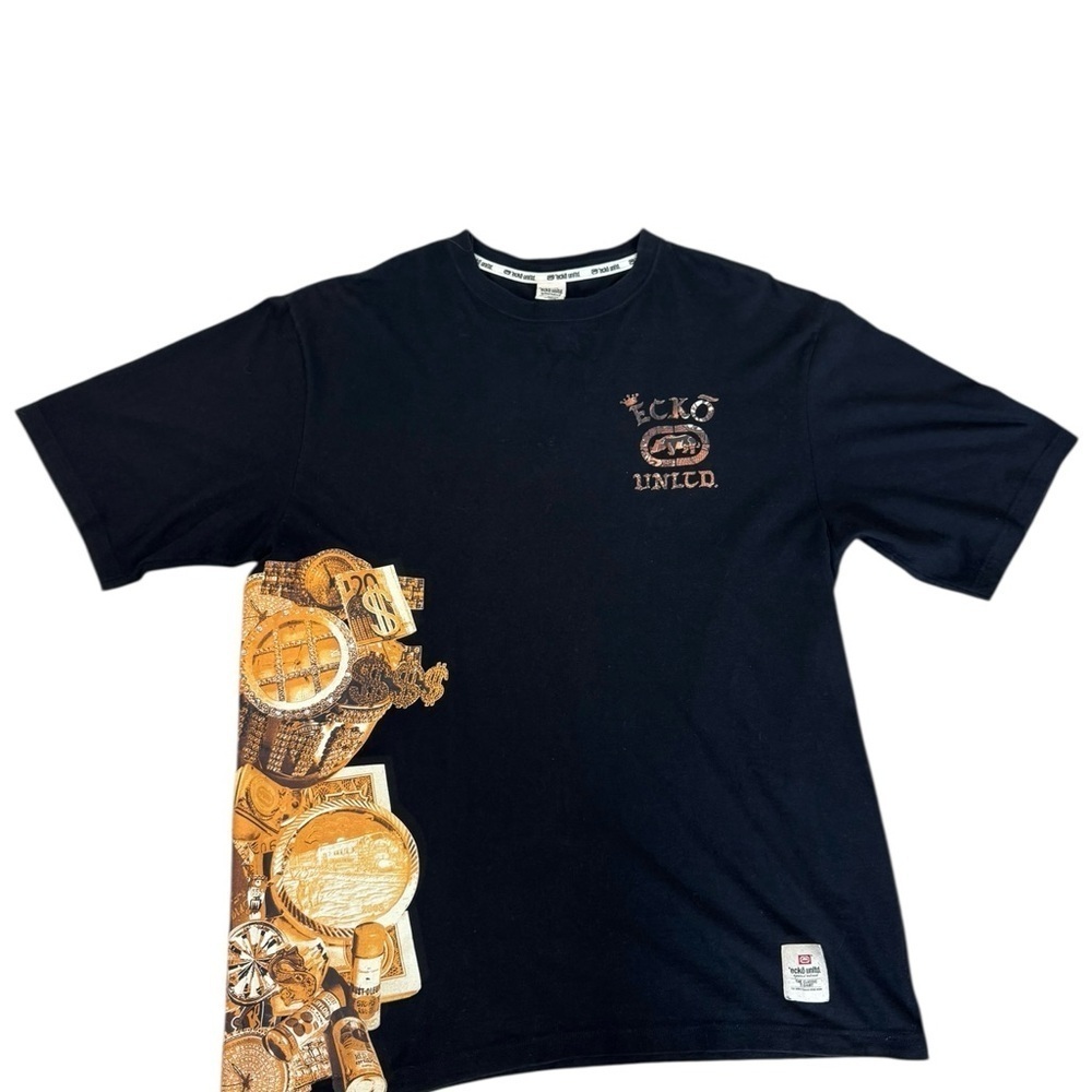 Ecko Unlimited Black and Orange Short Sleeve Tees